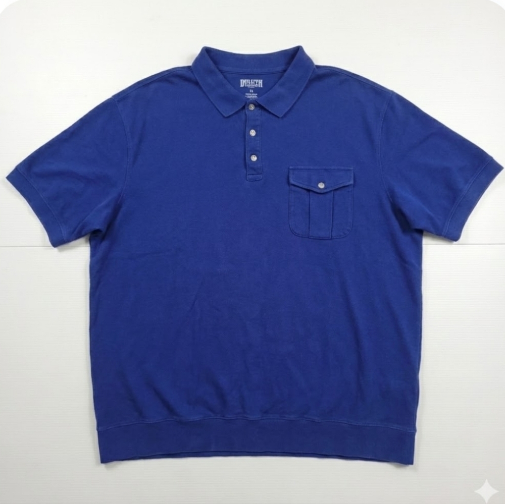 Duluth Men's Royal Blue Polo Pocket 2XL Cotton Classic Work Wear Short Sleeve
